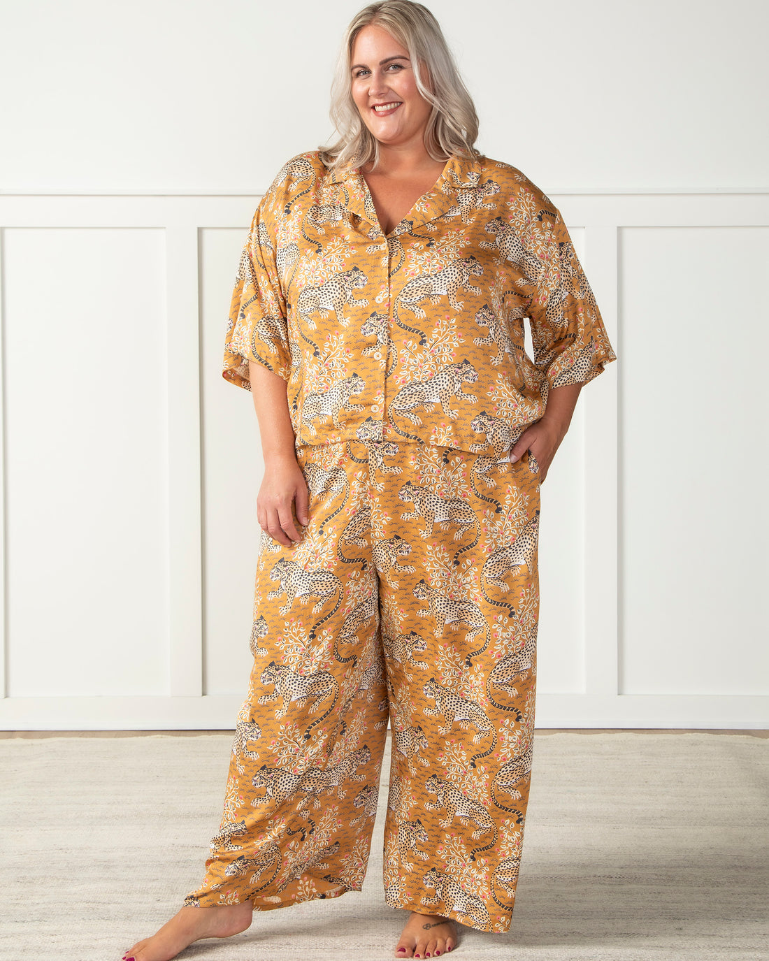 Bagheera Tobacco Satin Wildest Dreams Long PJ Set