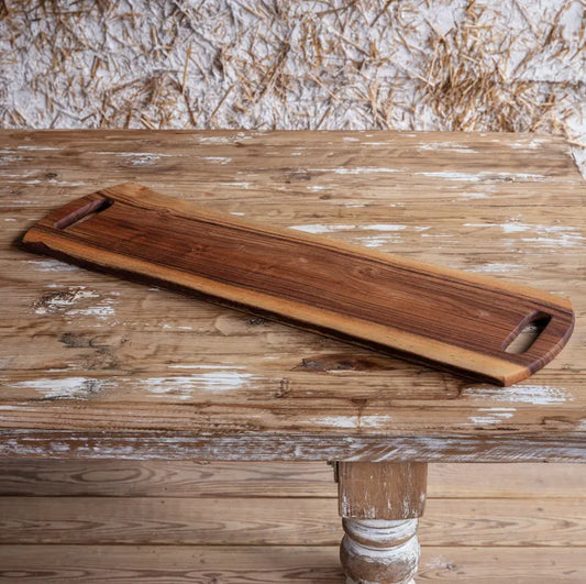 Wooden Live Edge Serving Board with Handles