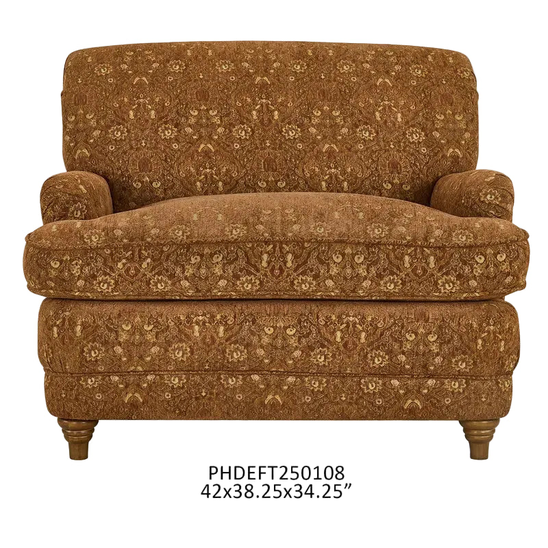 Brown patterned armchair on a white background