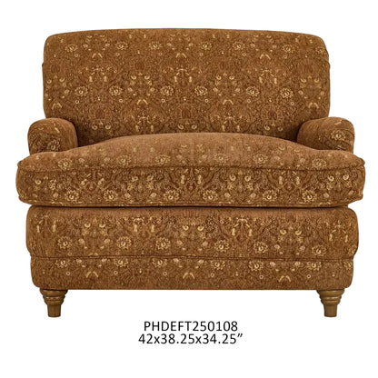 Brown patterned armchair on a white background