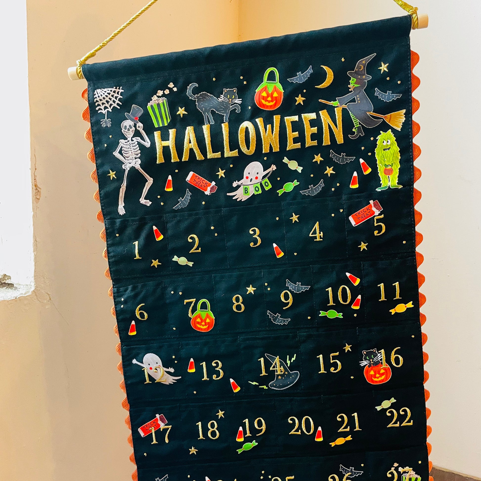 embroidered fun cute halloween advent calendar