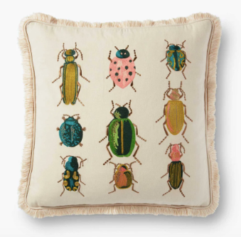 Beetles & Bugs Embroidered Pillow