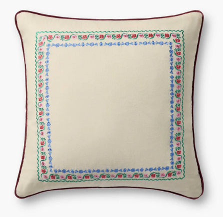 Delphine Border Embroidered Pillow
