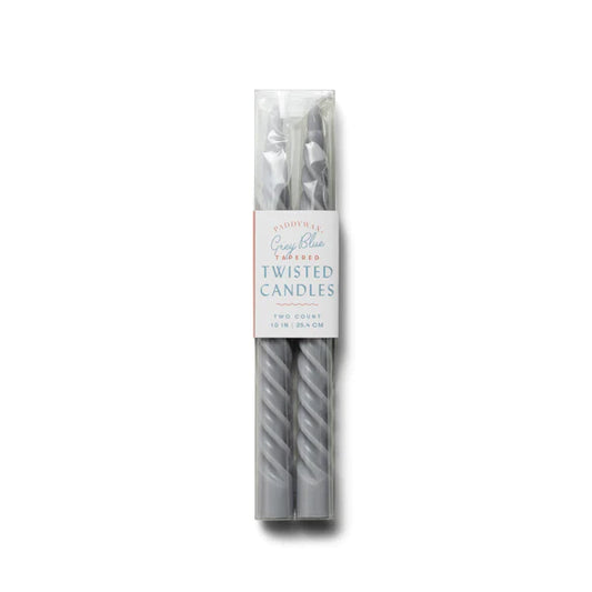 Twisted Taper Candles- Grey Blue