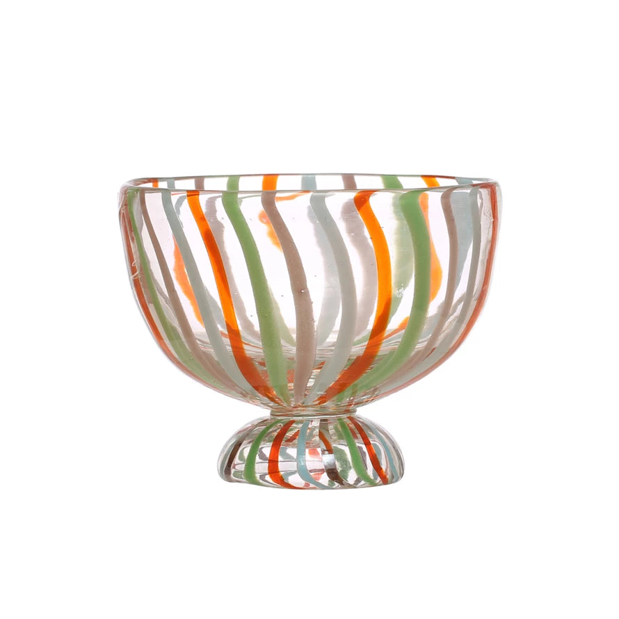 Hand-painted Glass Footed Bowl