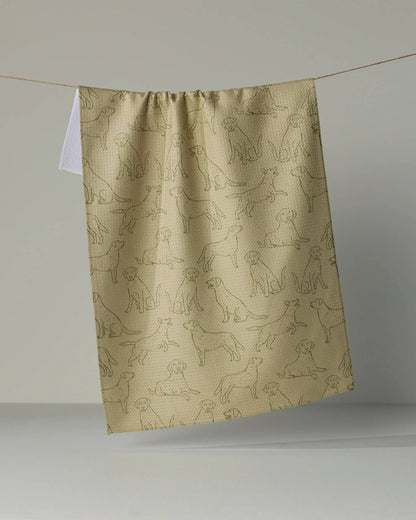 Lab Pups Tea Towel: Aloe