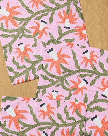 Graphic Flowers Dishcloth Set