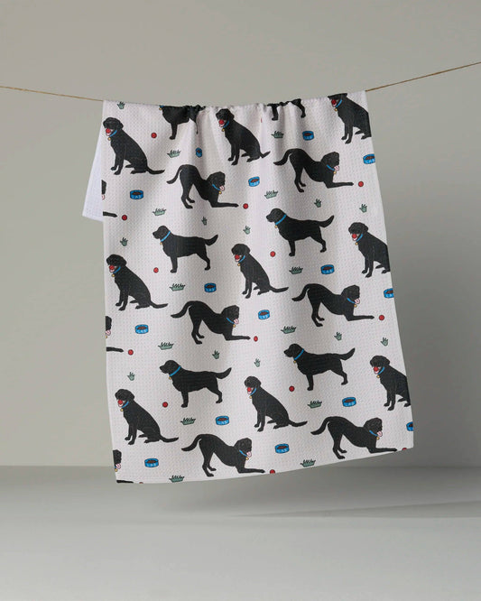 Lab Pals Tea Towel: Black-lab