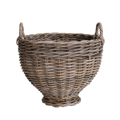 Hand-Woven Rattan Footed Floor Basket