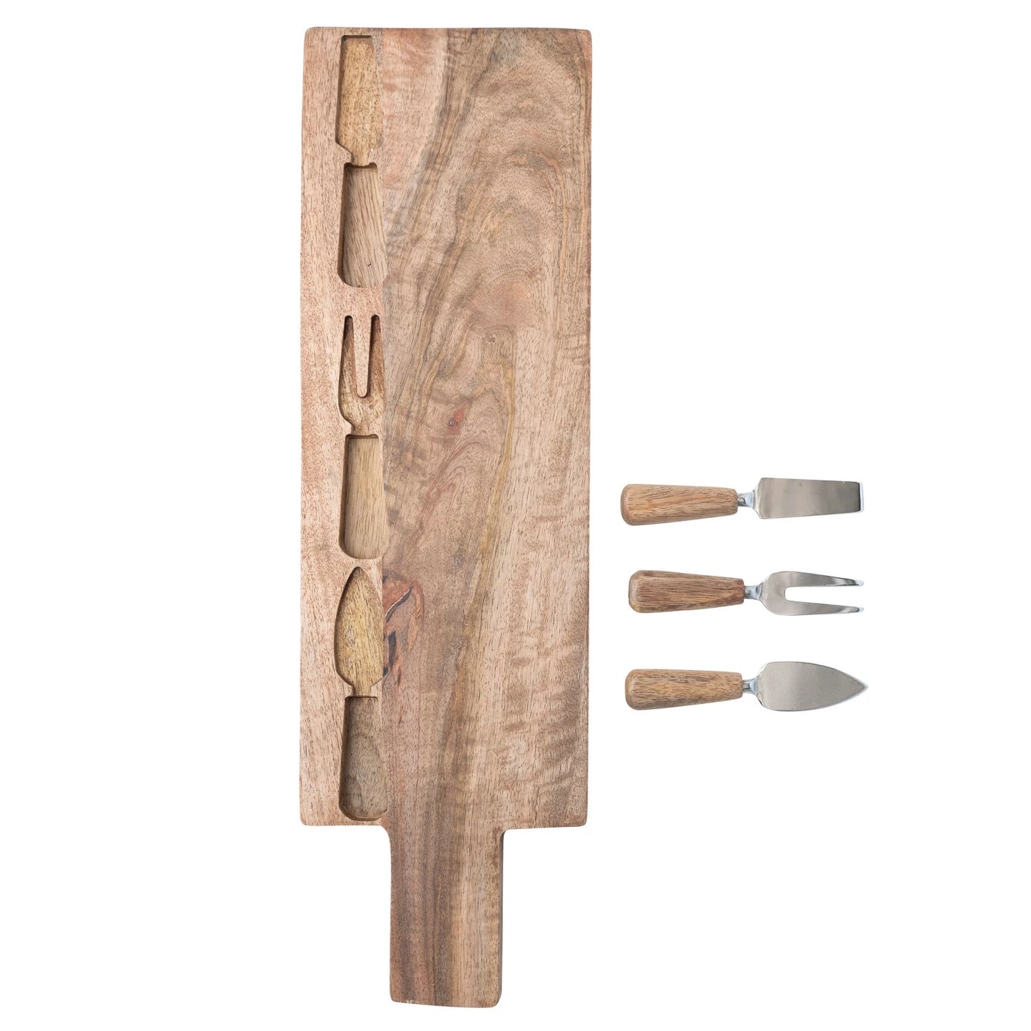 Mango Wood Cheese Board with Utensils
