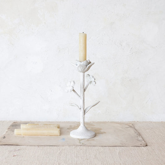 Cast Iron Flower Taper Candle Holder