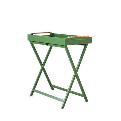 Green Folding Tray Table w/ Bamboo Handles