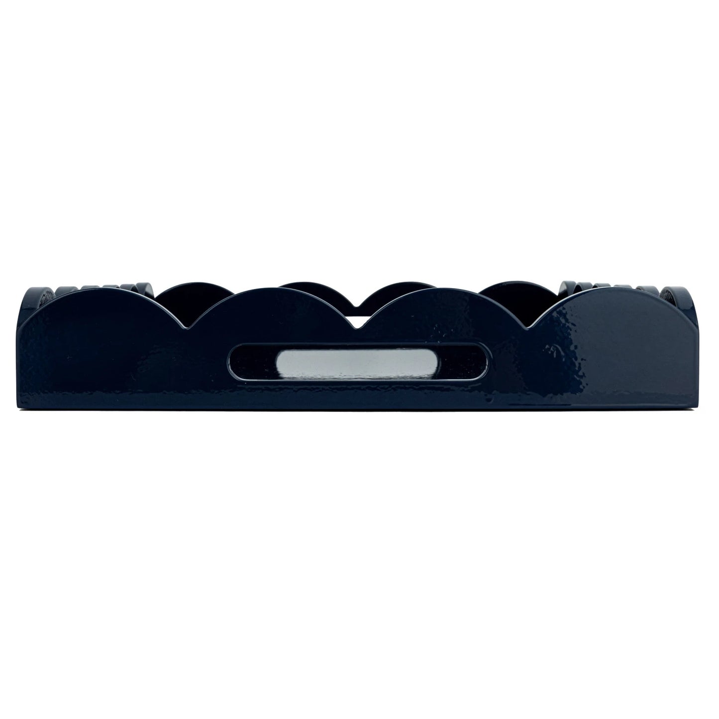 Navy Scalloped Tray with Handles