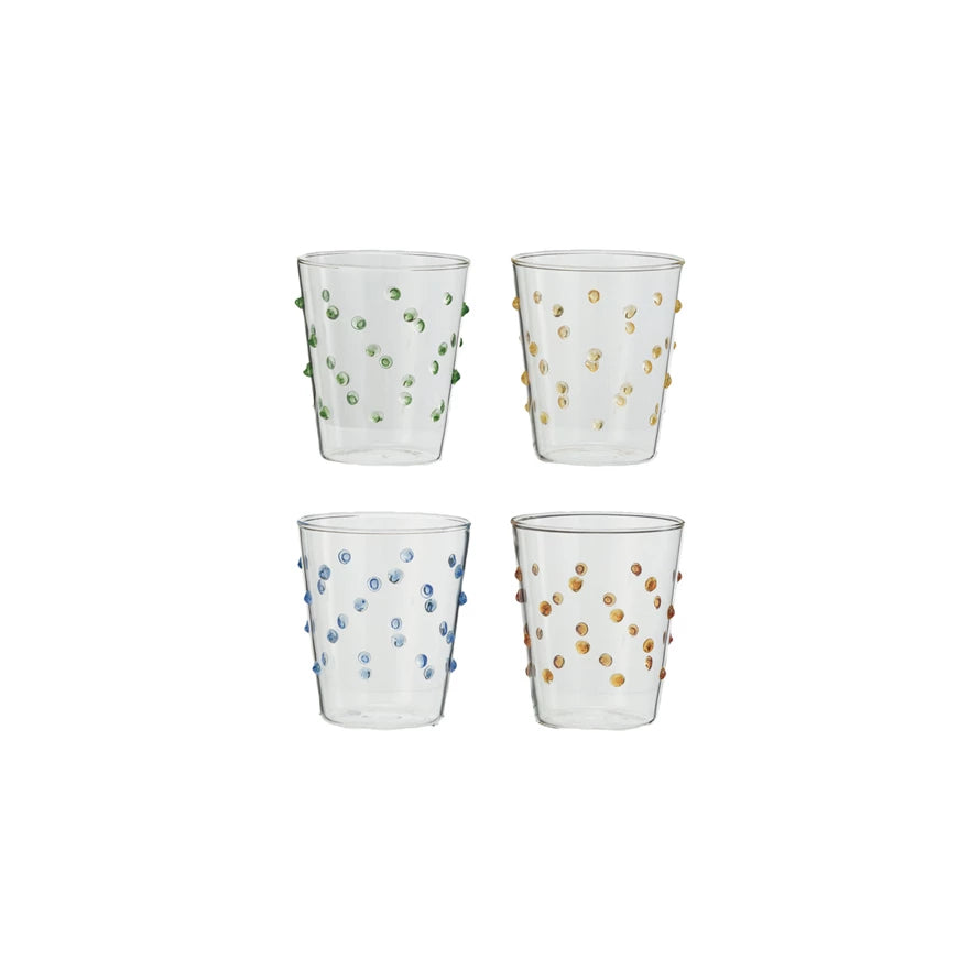 Raised Colorful Dotted Drinking Glasses- Set of 4