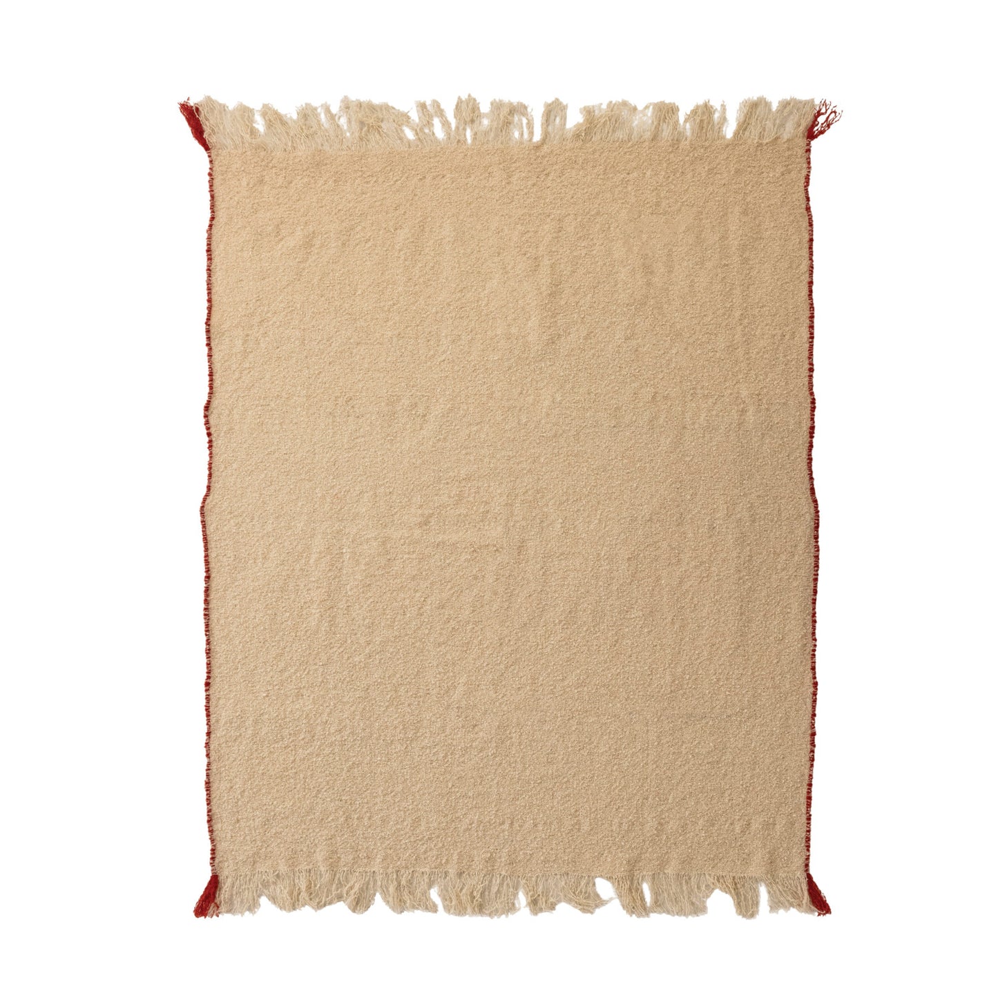 Contrasting Stitched Edge & Fringe Bouclé Throw