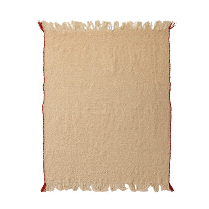 Contrasting Stitched Edge & Fringe Bouclé Throw