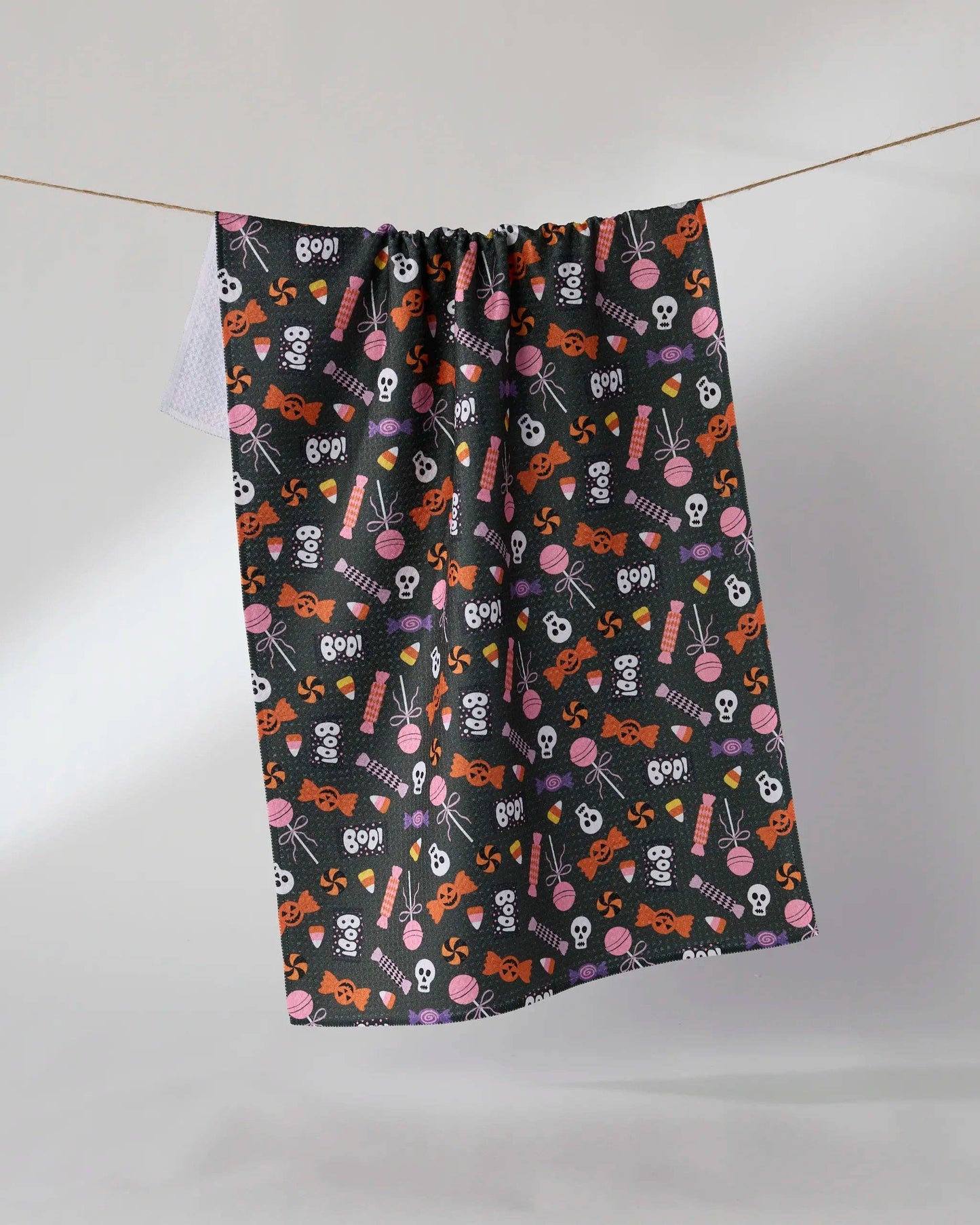 Black Spooky Sweets Tea Towel