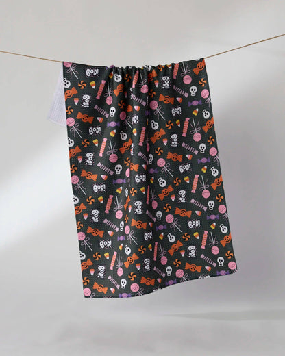 Black Spooky Sweets Tea Towel