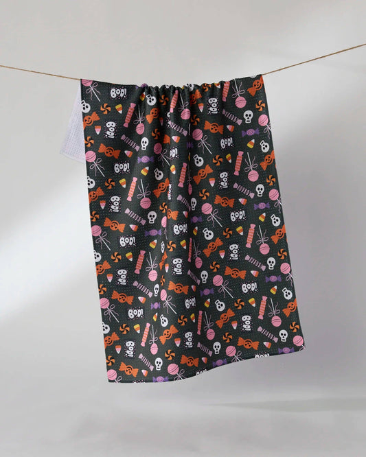 Black Spooky Sweets Tea Towel