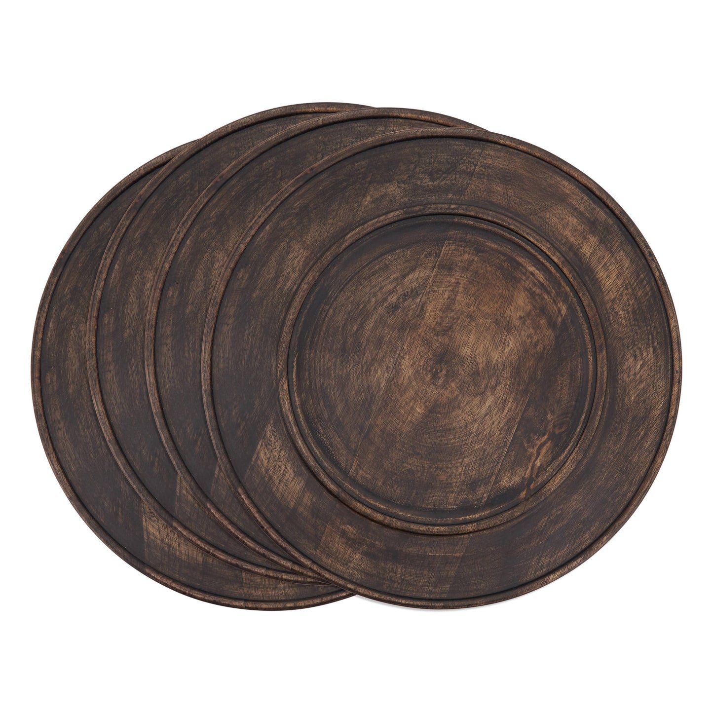 Brown Wooden 13" Chargers- Set of 4