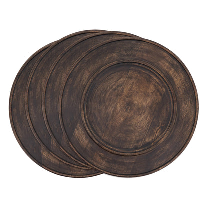 Brown Wooden 13" Chargers- Set of 4