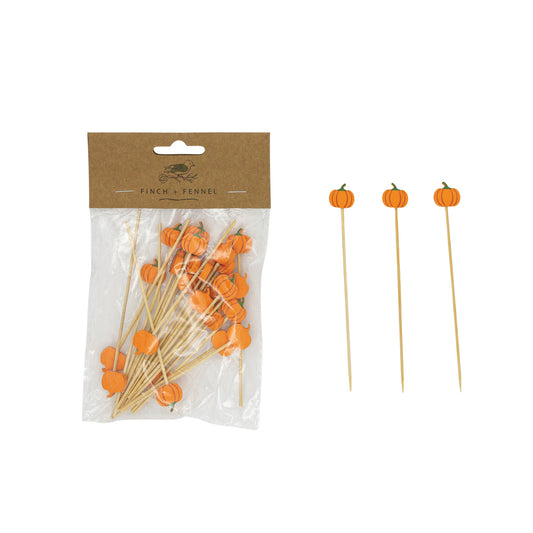 Pumpkin Shaped Bamboo Picks