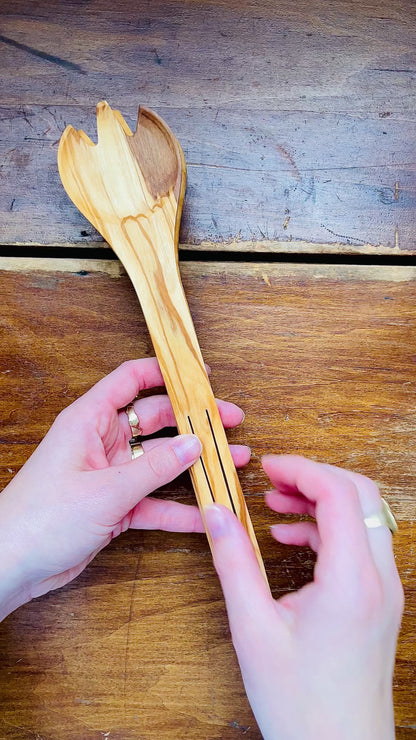 Olive Wood Flip Tongs