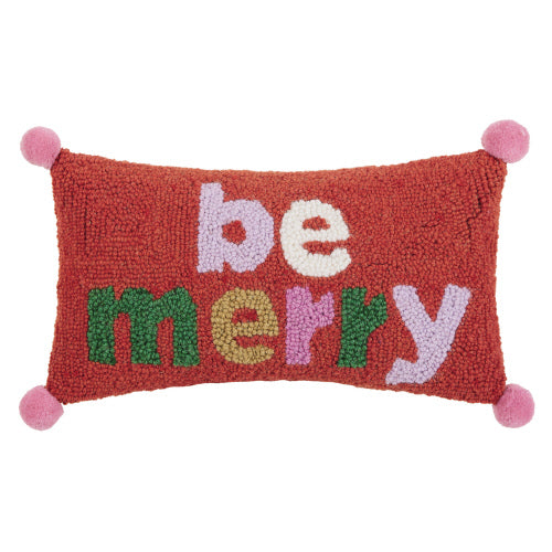 Be Merry with PomPoms Hook Pillow