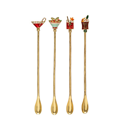 Holiday Cocktail Spoons- Set of 4