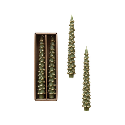 Gold Tipped Tree Shaped Taper Candles