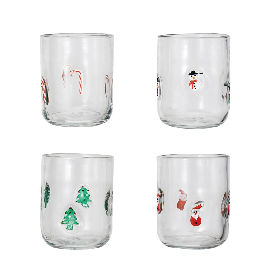 Embedded Holiday Drinking Glasses- Set of 4