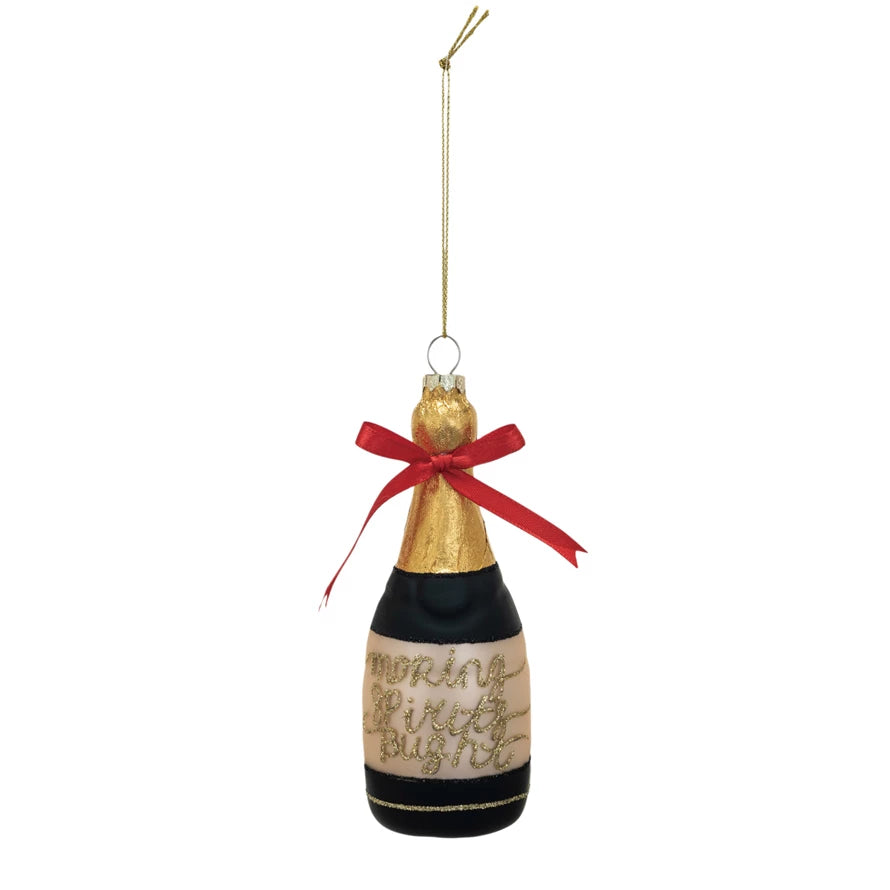 Glass Champagne Bottle Ornament