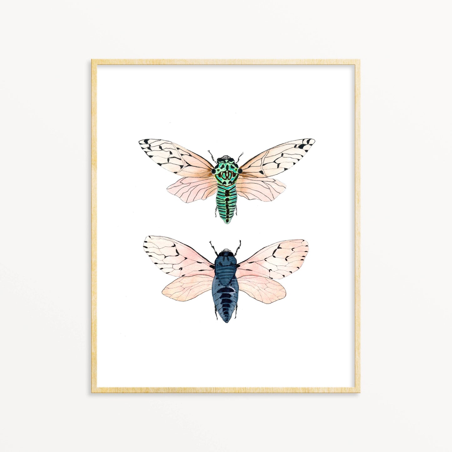 Green & Blue Cicadas- Art Print