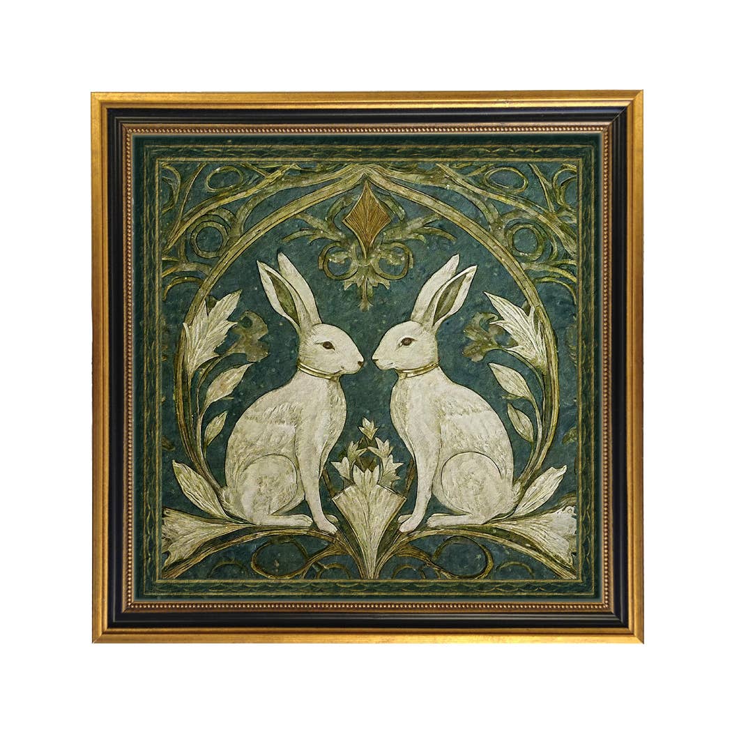 Two Rabbits Art Nouveau Framed