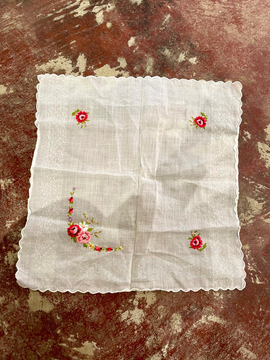 Pink Rose Handkerchief- Vintage