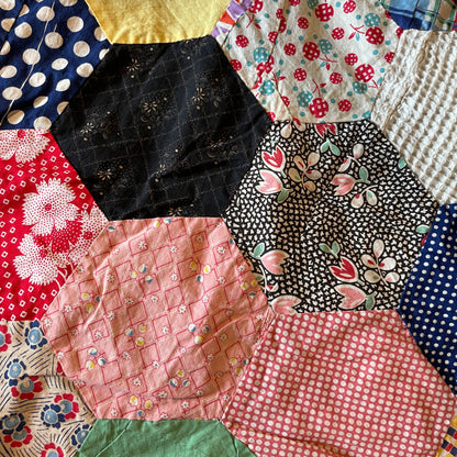 Hexagon Quilt Top- Vintage