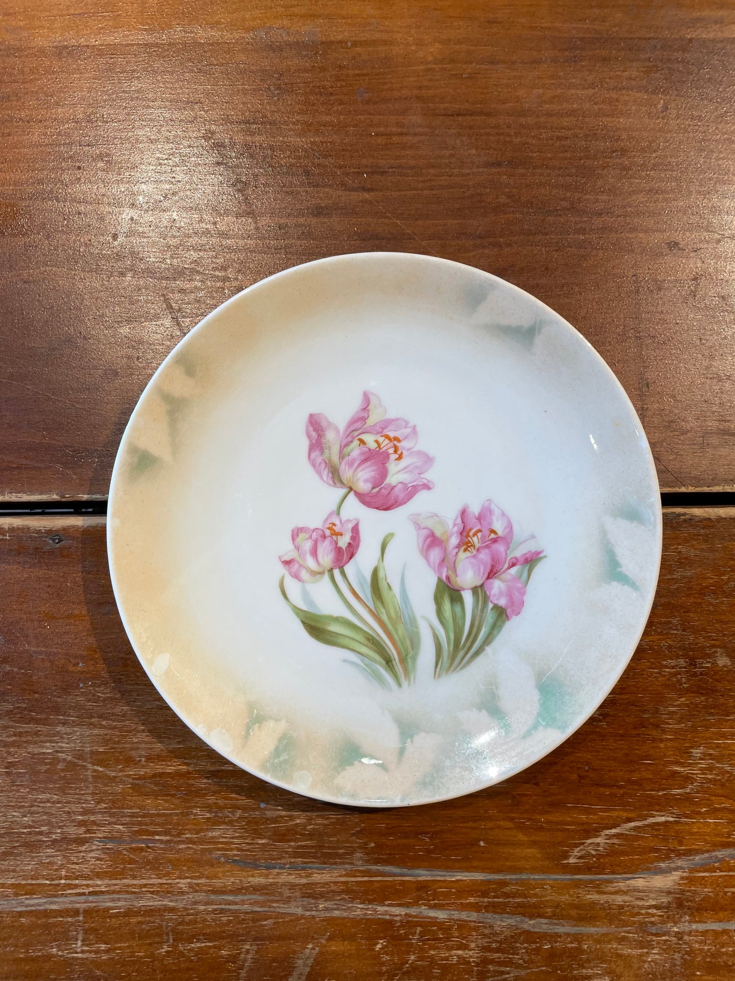 Pink Flower Plate- Vintage