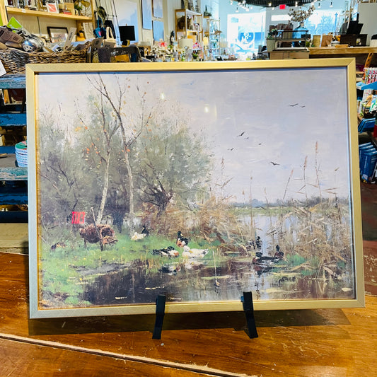 Ducks on a Lake in Gold Frame