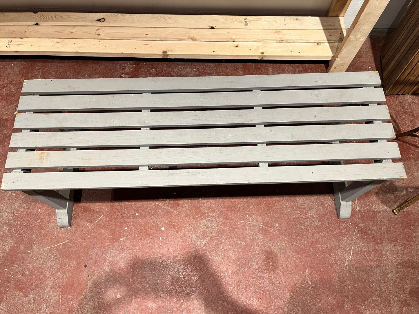 Gray Slatted Wood Bench 54"- Vintage- PICK UP ONLY