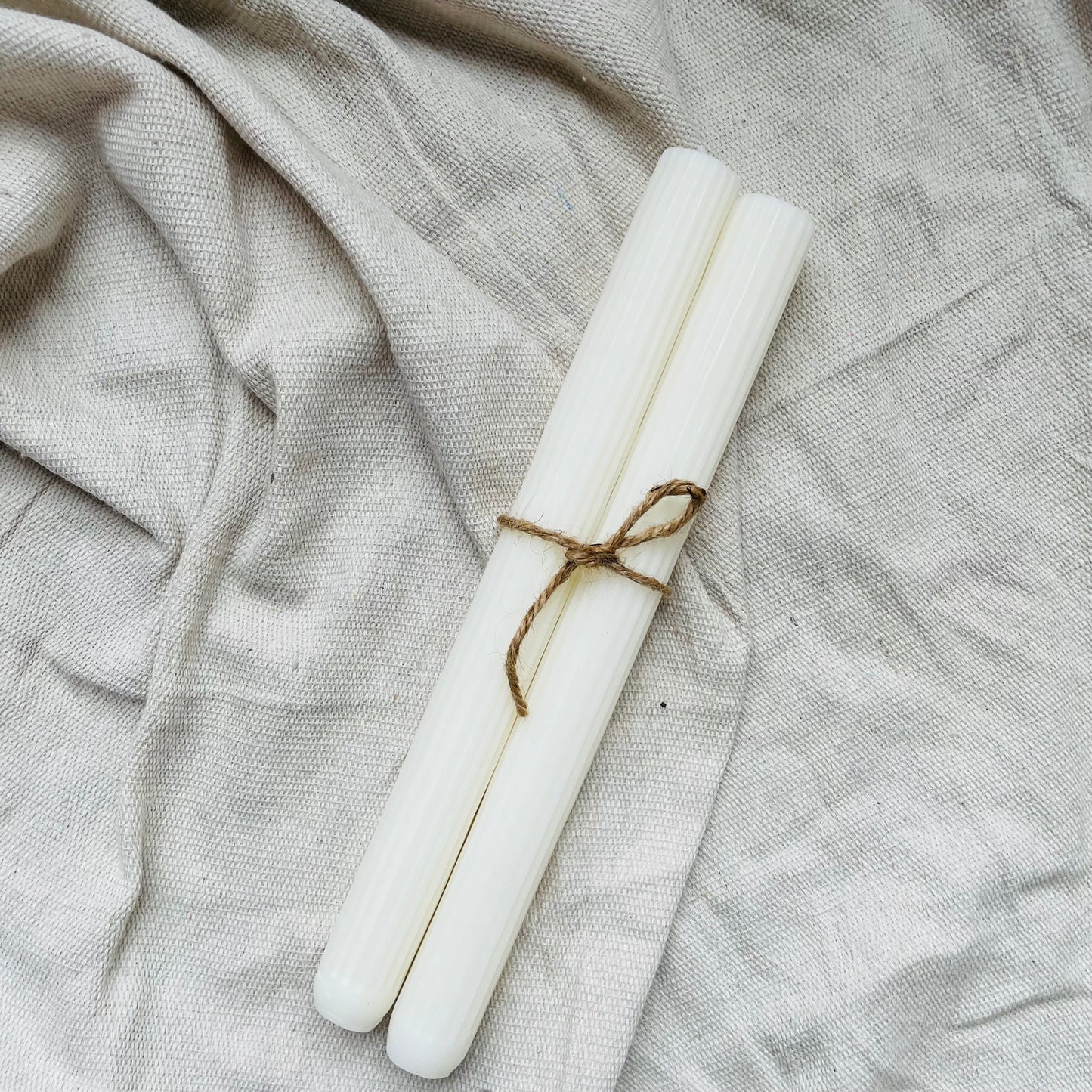 Set of 2 Ribbed Taper Candles