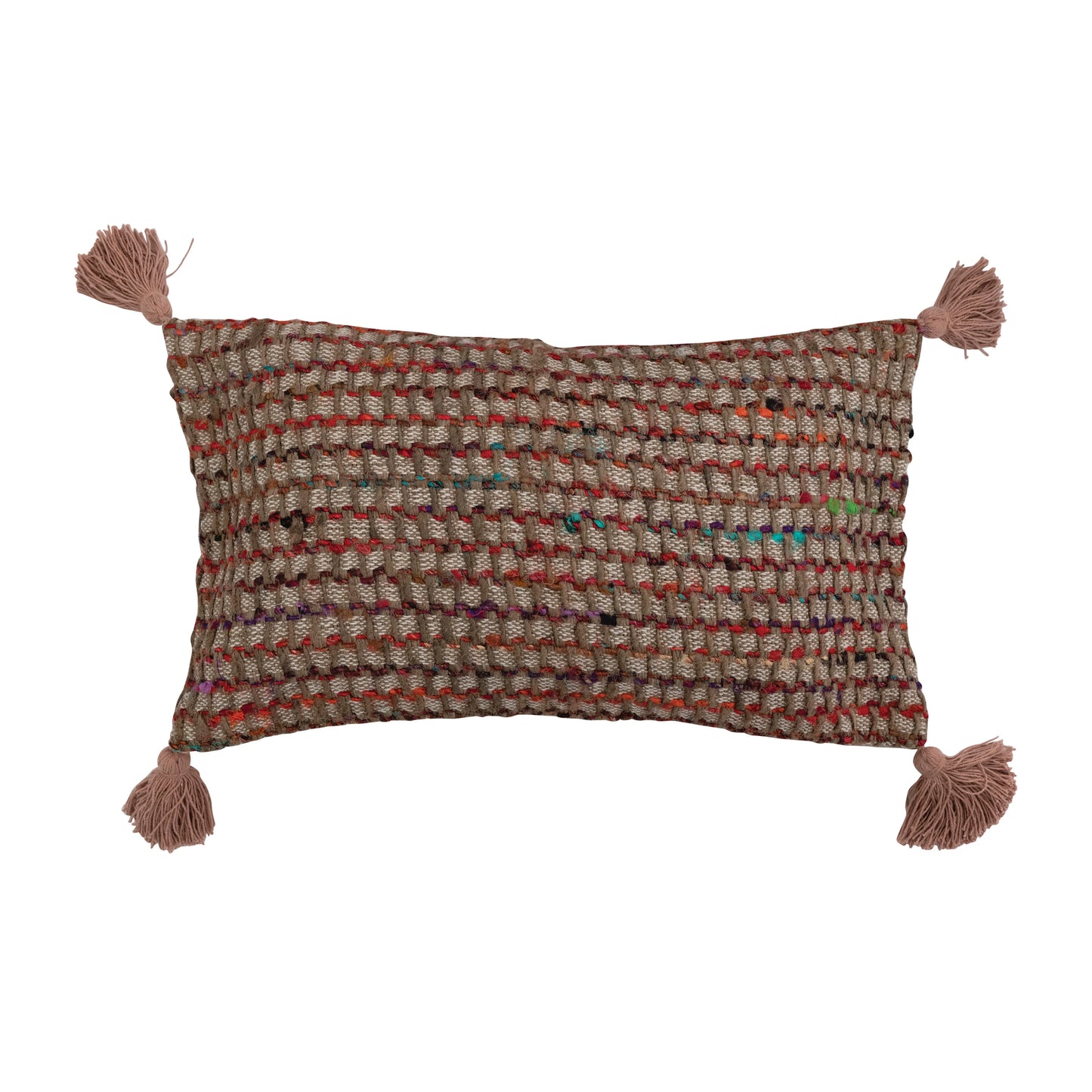 Woven Cotton Pillow with Tassels
