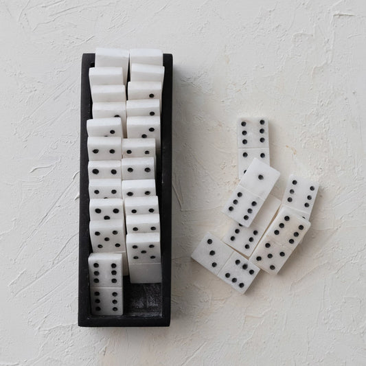 Alabaster Domino Game Set